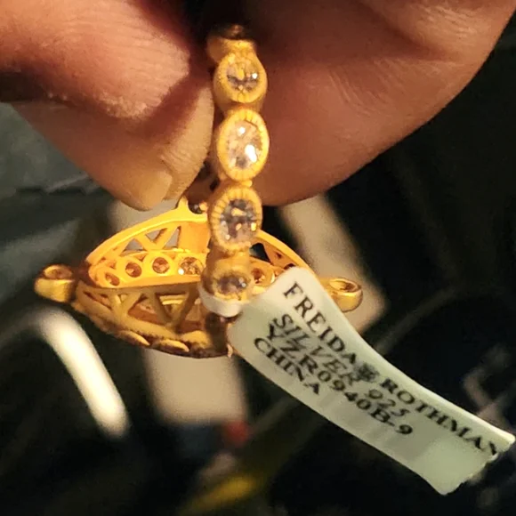 Gold-Tone Statement Ring with Clear Faceted Center Stone - Picture 4 of 10